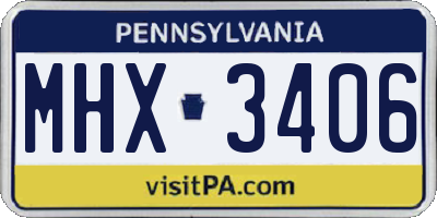 PA license plate MHX3406