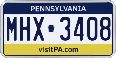 PA license plate MHX3408