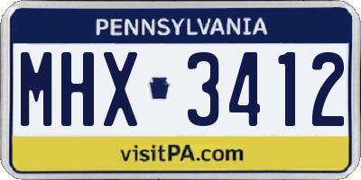 PA license plate MHX3412