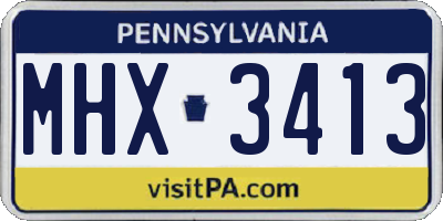 PA license plate MHX3413