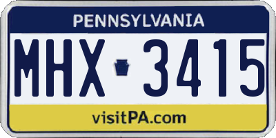 PA license plate MHX3415