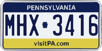 PA license plate MHX3416