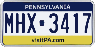 PA license plate MHX3417