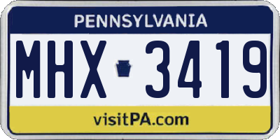 PA license plate MHX3419