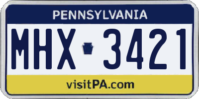 PA license plate MHX3421