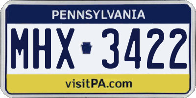 PA license plate MHX3422