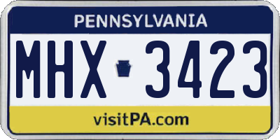 PA license plate MHX3423