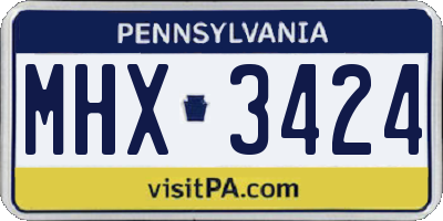 PA license plate MHX3424