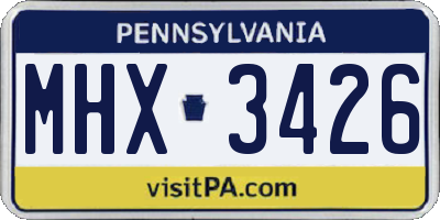 PA license plate MHX3426
