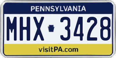 PA license plate MHX3428