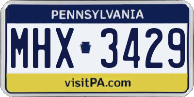 PA license plate MHX3429