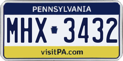 PA license plate MHX3432