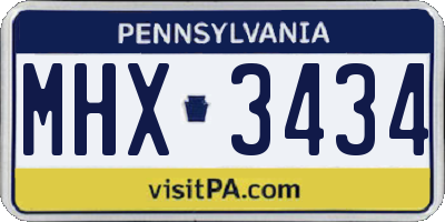 PA license plate MHX3434