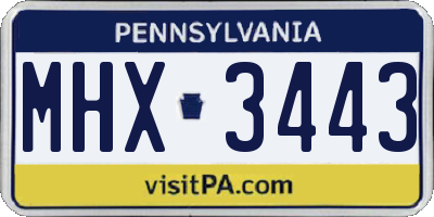 PA license plate MHX3443