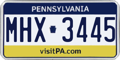 PA license plate MHX3445