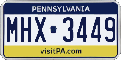 PA license plate MHX3449