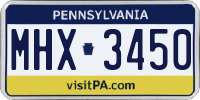 PA license plate MHX3450