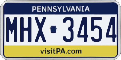 PA license plate MHX3454