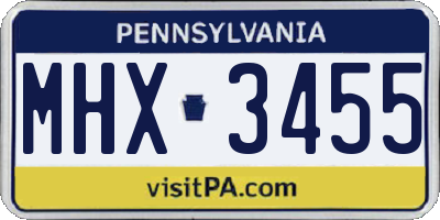 PA license plate MHX3455