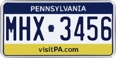 PA license plate MHX3456