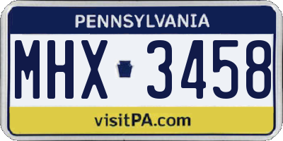 PA license plate MHX3458