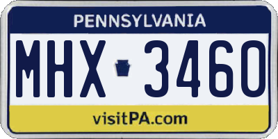 PA license plate MHX3460