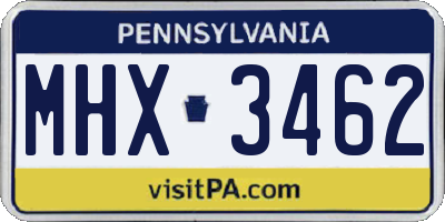 PA license plate MHX3462