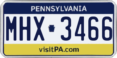 PA license plate MHX3466