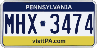 PA license plate MHX3474