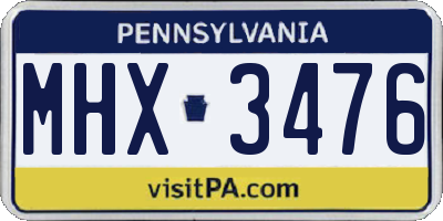 PA license plate MHX3476