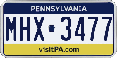 PA license plate MHX3477