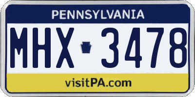 PA license plate MHX3478