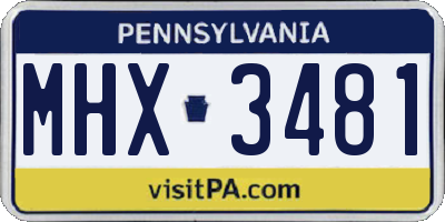 PA license plate MHX3481