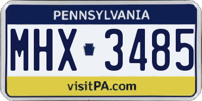 PA license plate MHX3485