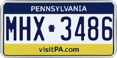 PA license plate MHX3486