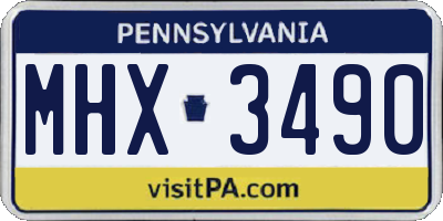 PA license plate MHX3490