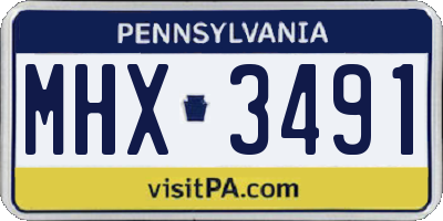 PA license plate MHX3491