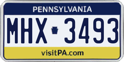 PA license plate MHX3493