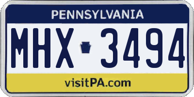 PA license plate MHX3494