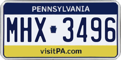 PA license plate MHX3496