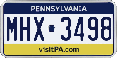 PA license plate MHX3498