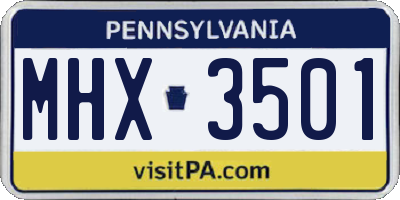 PA license plate MHX3501