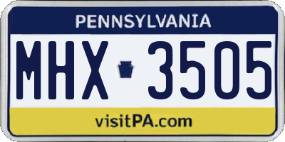 PA license plate MHX3505