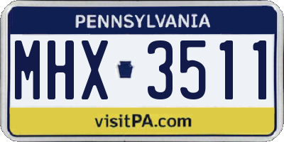 PA license plate MHX3511