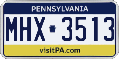 PA license plate MHX3513