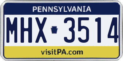 PA license plate MHX3514
