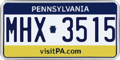 PA license plate MHX3515