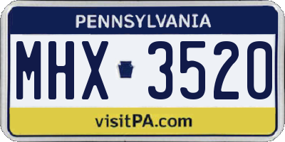 PA license plate MHX3520