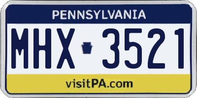 PA license plate MHX3521