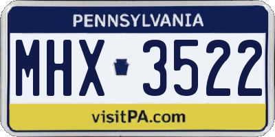 PA license plate MHX3522